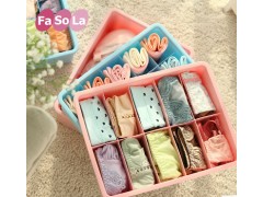 fasola 内衣收纳盒三件套 塑料 有盖文胸收纳箱 袜子收纳盒收纳箱图2