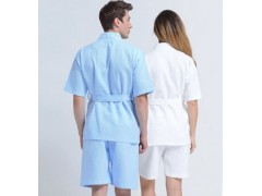 高档全棉汗蒸服男女款纯棉家居服情侣华夫格浴衣酒店桑拿服洗浴服图2