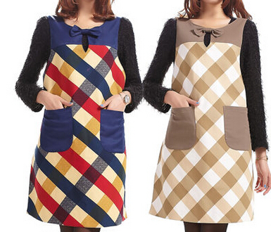 格子棉质情侣围腰20023韩版生活家居厨房无袖围裙图3