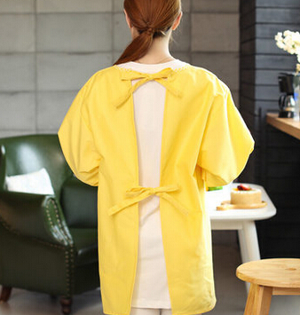 韩版时尚围裙长袖围裙定制工作服围裙可爱纯棉家居罩衣图2