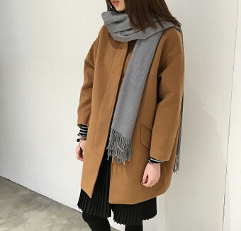 柔软百搭纯色羊绒围巾图2