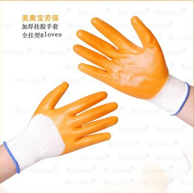 加厚涂胶全挂手套 耐磨劳保手套 PVC 浸胶弹力防护手套图3