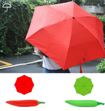 创意水果蔬菜折叠晴雨伞儿童三折辣椒雨伞可定制防紫外线