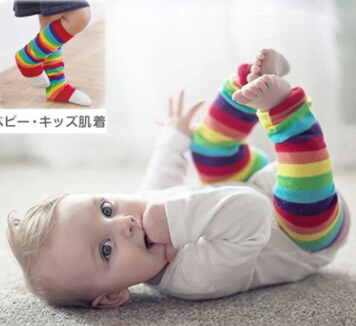 可爱 纯棉儿童袜套/儿童护膝 彩虹条纹儿童袜套 手腕套