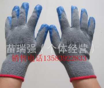 劳保手套加厚浸胶涂胶手套耐磨防滑防护手套灰纱蓝浸胶手套图2