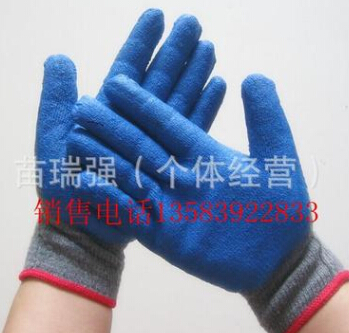劳保手套加厚浸胶涂胶手套耐磨防滑防护手套灰纱蓝浸胶手套图3