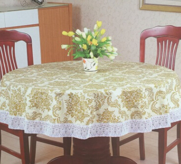 印花软塑料圆桌布无纺布防水防油防烫棉麻图2