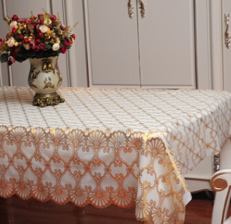 可定制烫金pvc桌布批发软塑料家用酒店蕾丝防水防烫金布图2