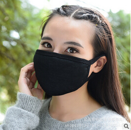 女士冬季保暖口罩 纯黑色防尘防护口罩