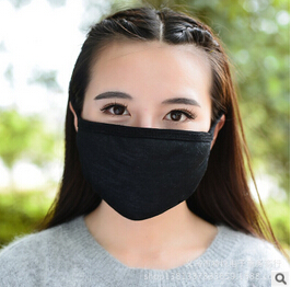 女士冬季保暖口罩 纯黑色防尘防护口罩图2