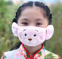 新款时尚儿童卡通口耳罩 纯棉冬季保暖二合一口罩