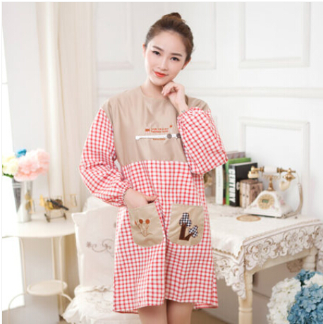 厨房韩版冬季加厚做饭罩衣成人长袖 女士围裙一体式全罩身反穿衣