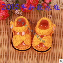 纯手工编织凉鞋 宝宝毛线鞋婴儿童鞋夏季透气图2