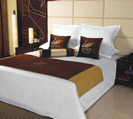 酒店床品套件 纯棉高档宾馆布草 经典纯白色床单被套四件套批发