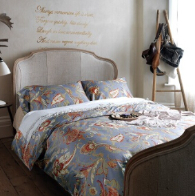 美式花卉长绒棉贡缎床上用品四件套 北欧纯棉活性印花被罩床单