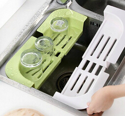 糖果色厨房可伸缩沥水置物架 水槽沥水篮 高品质实用置物篮图2
