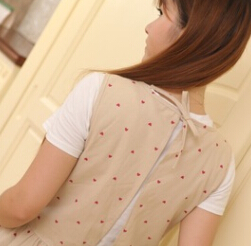 生产厂家全棉帆布围裙广告韩版米白围裙 成人罩衣长袖定制批发图3