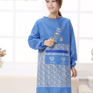 专业长袖围裙厂家高档家居韩版全棉防水长袖围裙小单车成人罩衣图2