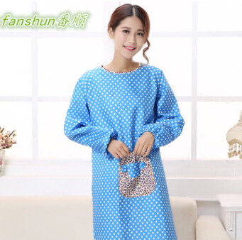 直供高档外贸韩版长袖围裙 全棉防水长袖围裙 成人罩衣 批发图3