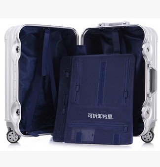 新款高档海关圆锁铝框拉杆箱图2