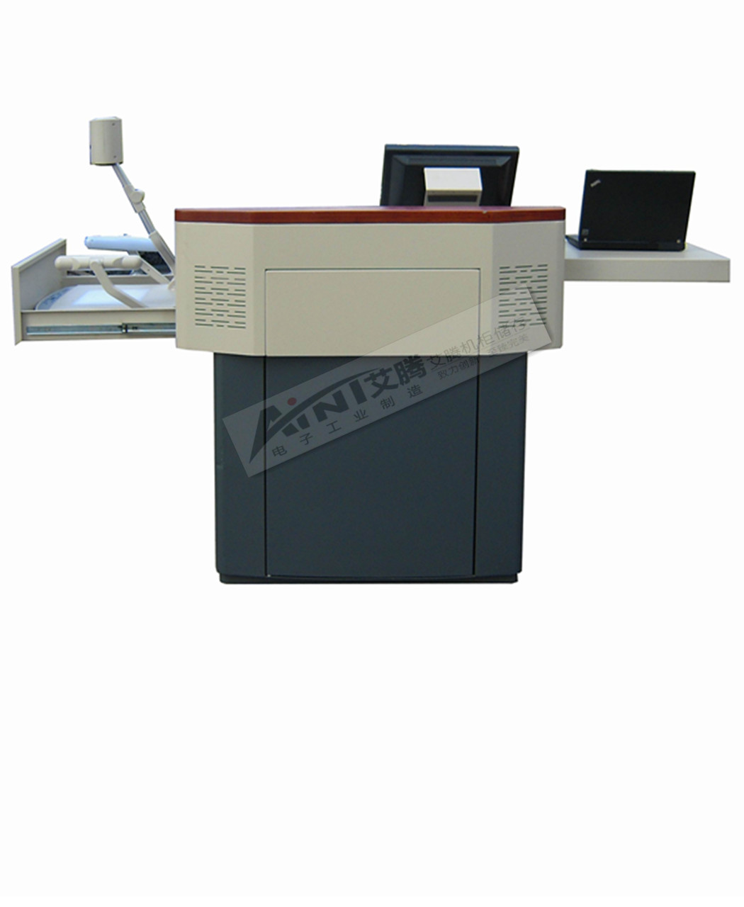 多媒体钢制讲台 多媒体教学讲台 木扶手讲台图2