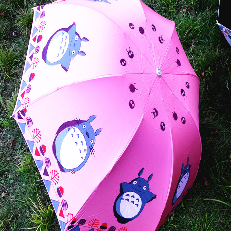 动漫 龙猫雨伞 三折晴雨俩用防晒防雨防紫外线黑胶伞