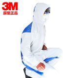 3M4535白色带帽连体防护服防化学溅射/后背透气喷漆防尘服