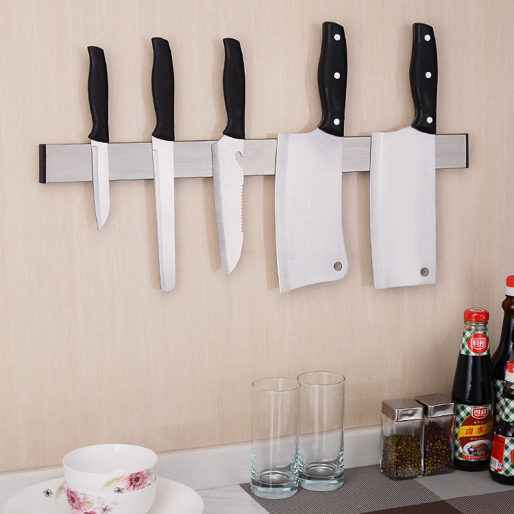 创意欧式304不锈钢磁石刀架3M强力厨房菜刀收纳架