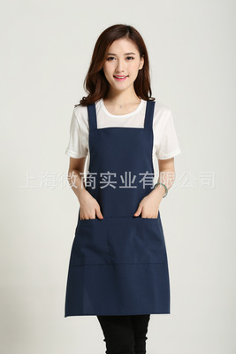 韩版双肩围裙定制LOGO 厨房咖啡餐厅服务员广告H型围裙定做