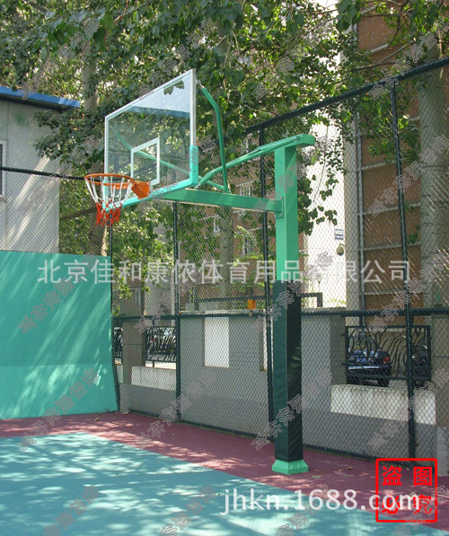 地埋式方管篮球架固定式单臂篮球架子钢化玻璃篮球板图2