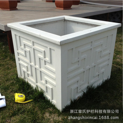 供应PVC发泡道路市政花箱 正方形白色花箱 可定制