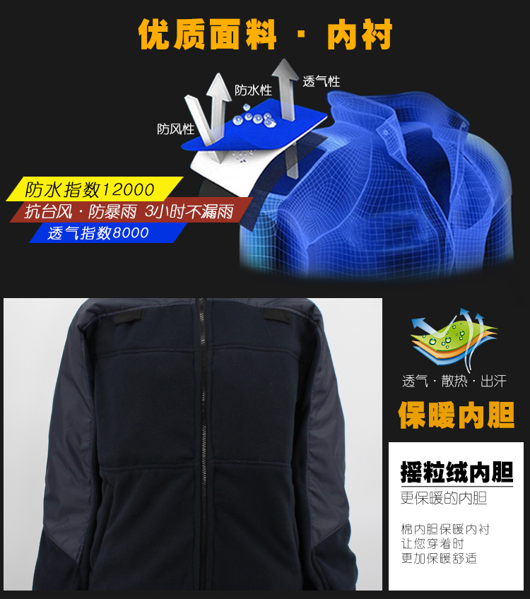 雨豹中长款棉风衣交警执勤反光雨衣图2