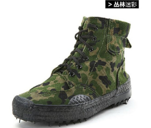 批发07正品高腰迷彩鞋劳保解放胶鞋男丛林帆布高帮作训鞋军训鞋图3