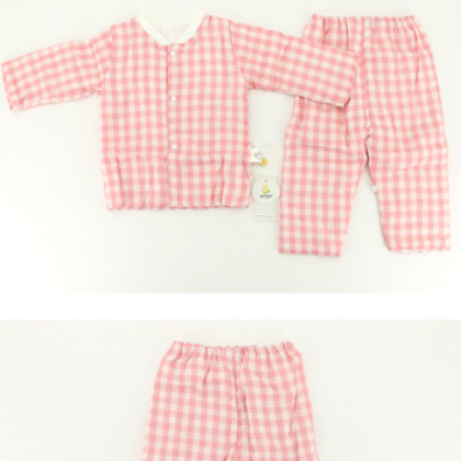 11纱布夹棉上衣裤拼色印花套装母婴用品纯棉长袖睡衣儿童空调衣服