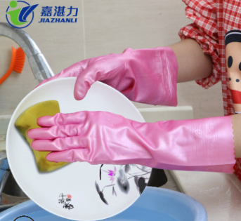 厂家直销防水家务清洁手套 防油厨房洗碗洗衣服家用橡胶手套图2