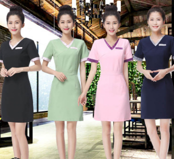2017夜店桑拿小姐技师工服性感KTV包臀制服沐足工衣酒店职业套装图1
