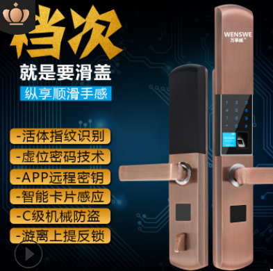 万事威智能家居电子锁 密码防盗门锁智能锁 滑盖厂家全自动指纹锁图2