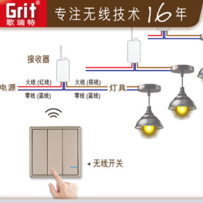 新款86型433M远距离智能无线遥控开关 酒店家庭免布线遥控开关