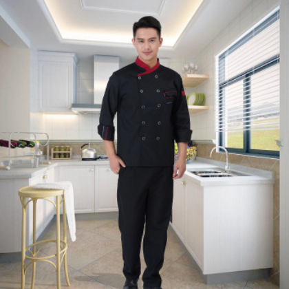2018新款厨师服 酒店餐厅长袖工作服透气男女服务员制服厂家直销图3