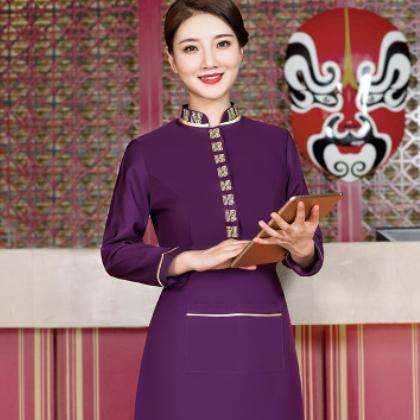 酒店工作服秋冬装加厚火锅店中餐厅饭店餐饮服务员工作服长袖加厚图3