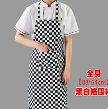 男款厨师围裙服务员围裙蛋糕店西餐厅工作围裙男女挂脖条纹围裙图3