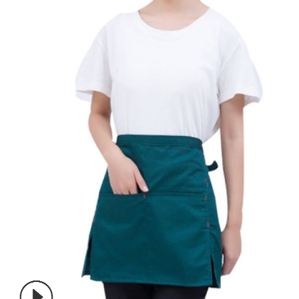 厂家定制直销 时尚涤棉半身小开衩女款双兜围裙女服务员家用茶楼图3
