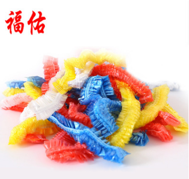 福佑 一次性浴帽 条形塑料防水加厚酒店宾馆pe染发浴帽厂家批发图2