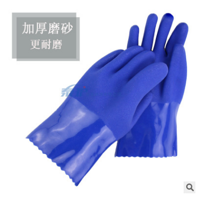pvc 浸塑 劳保防护手套加厚磨砂 防水耐油耐酸碱 28cm 厂家直销图2
