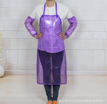 韩版全透明pvc防水围裙简约居家厨房水产防油耐酸无袖围裙