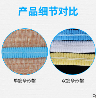 一次性无纺布条形帽子 单双筋防尘帽蘑菇圆帽环保防护帽厂家批发图3