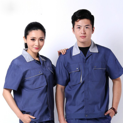 厂家定做夏季短袖工作服厂服涤棉耐磨建筑工程劳保服工衣男女同款图2