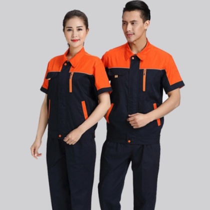 夏季短袖工作服套装 工装 定制厂服 男女短袖薄款 耐磨工厂车间图2