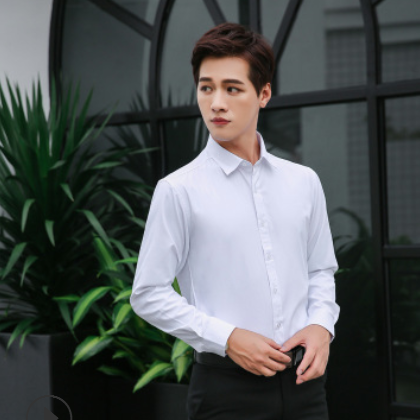 商务衬衣男职业装工作服定制春秋款长袖纯白男士衬衫贴牌加工批发图2
