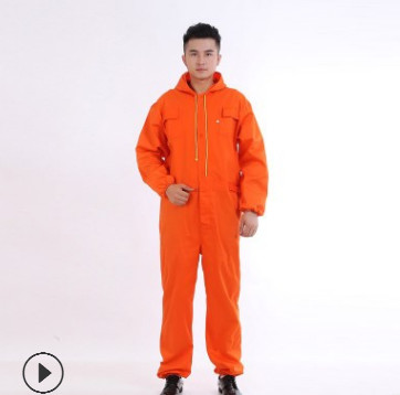 长袖连体工作服带帽男防尘车间工装汽修喷漆服劳保工程服 艳蓝色图2